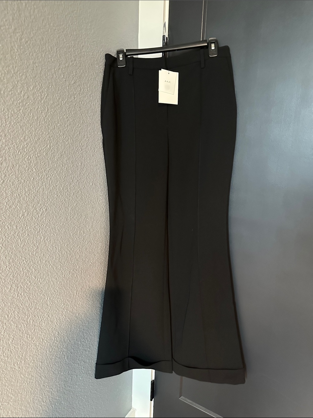 A.L.C. Black Flared Crepe-Like Trousers
